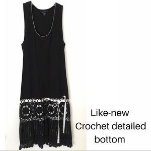 Tank dress with crochet and ribbon details